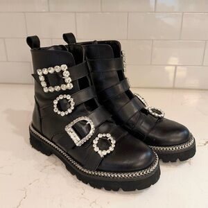 Dune London Embellished Combat Boots Size 37
